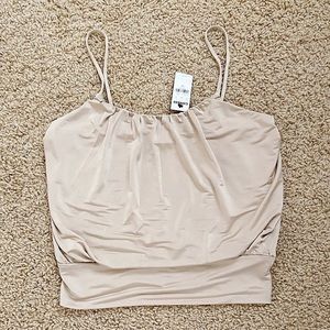 ❌sold❌Express NEW silky cropped cami with band size XS tan nude